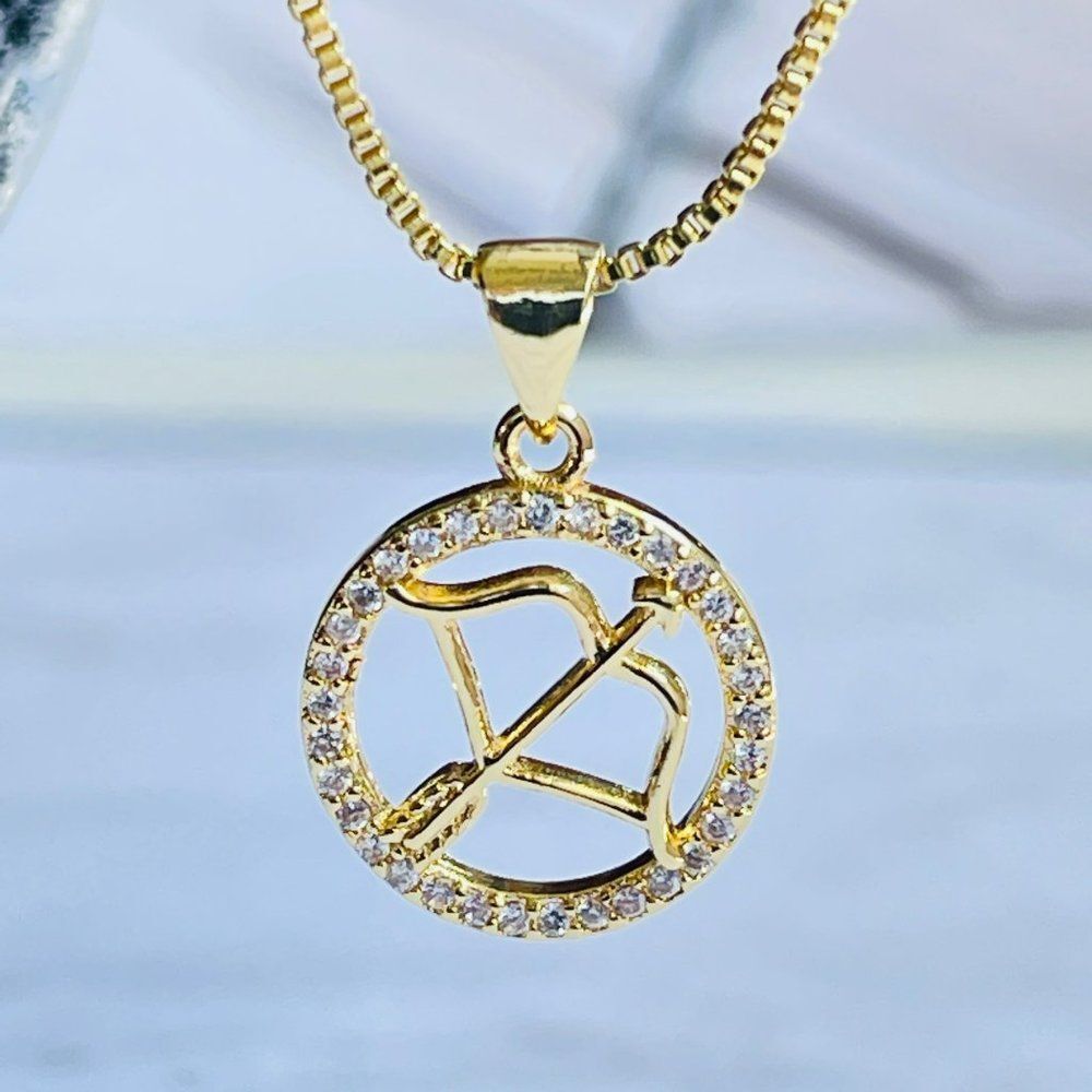 Gold Plated SAGITARIO Sing‎ Zodiac Horoscope Pendant Necklace NWOT - Picture 4 of 6